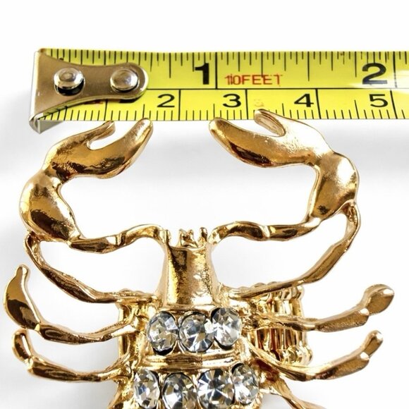 Gold Tone Scorpion Rhinestone Stretch Ring - Picture 7 of 8